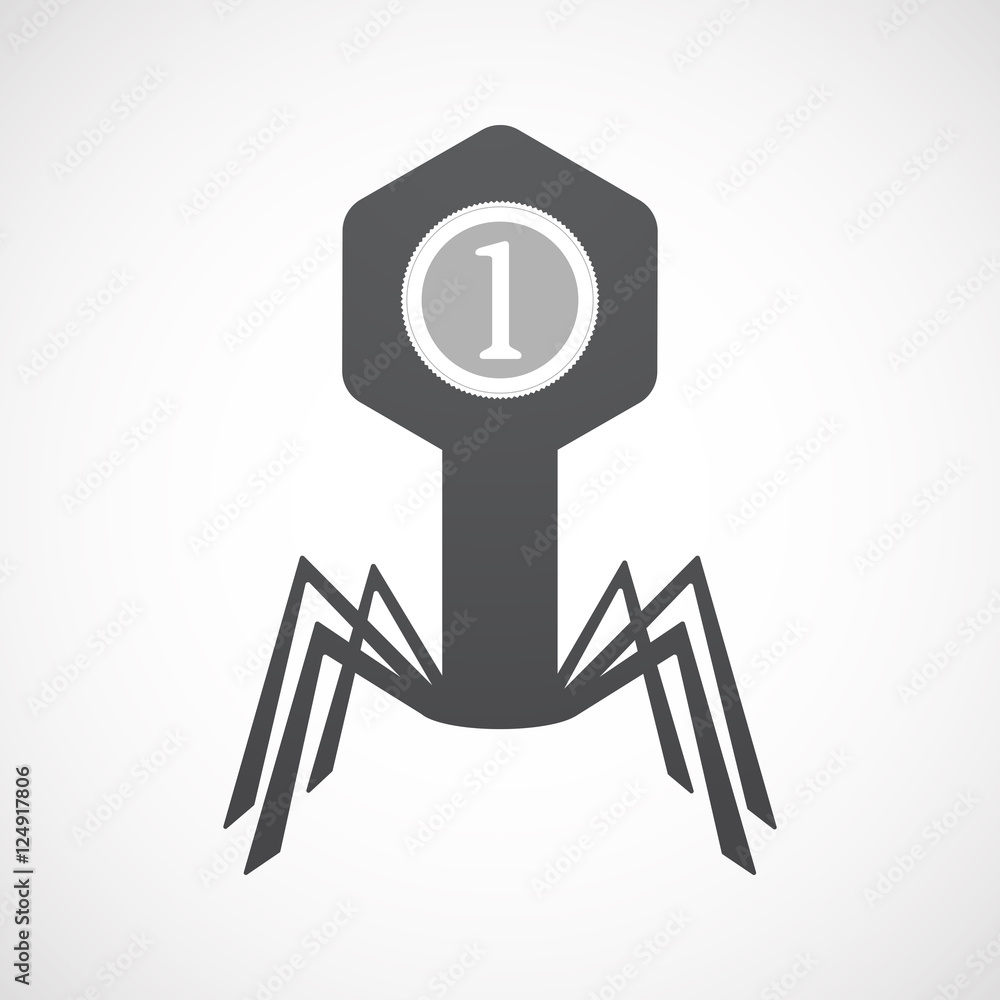 Fototapeta premium Isolated virus icon with a coin icon