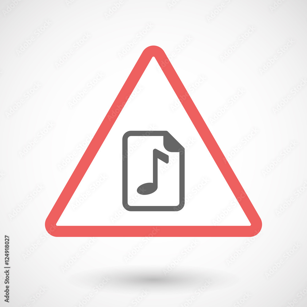 Isolated warning sign icon with a music score icon Isolated warning sign icon with a music score icon
