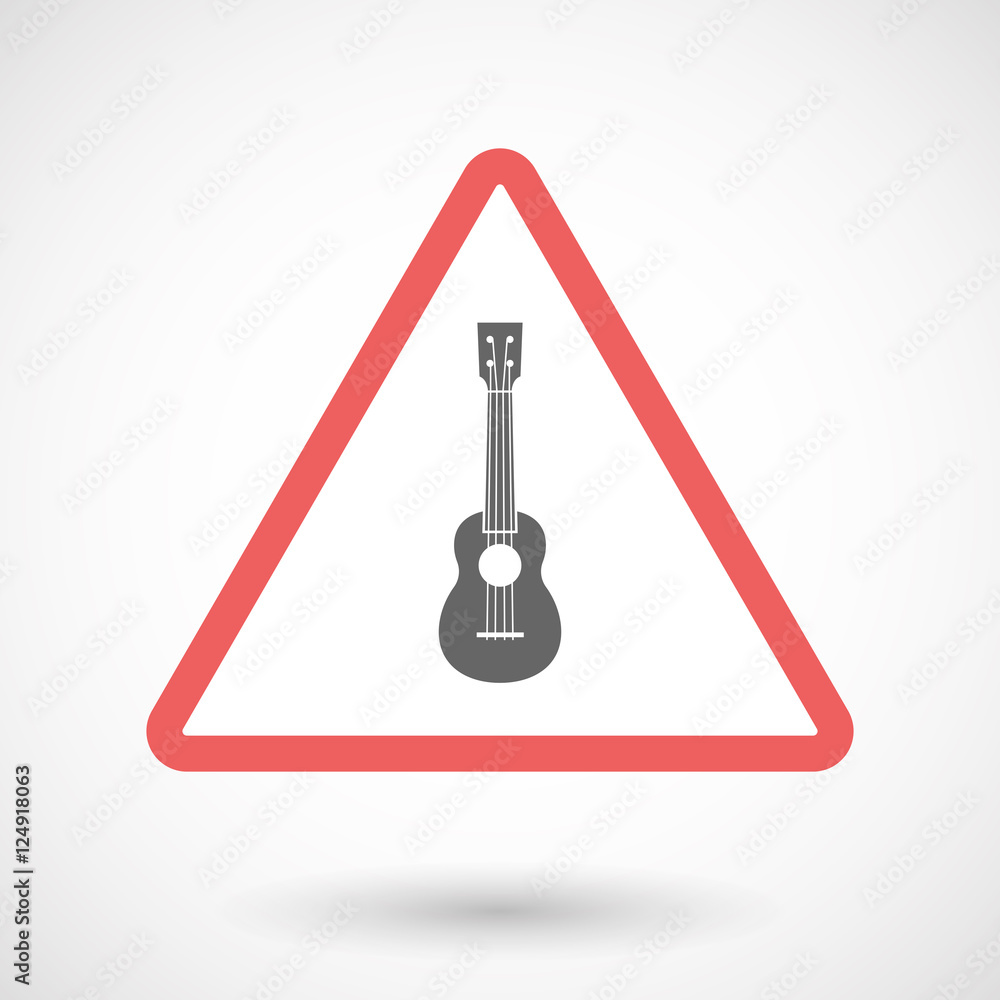 Isolated warning sign icon with an ukulele Isolated warning sign icon with an ukulele