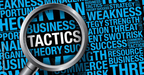 Tactics word cloud business concept vector presentation template
