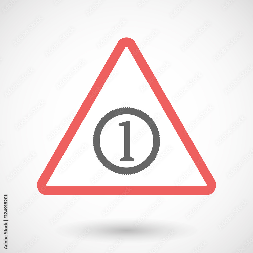 Isolated warning sign icon with a coin icon Isolated warning sign icon with a coin icon