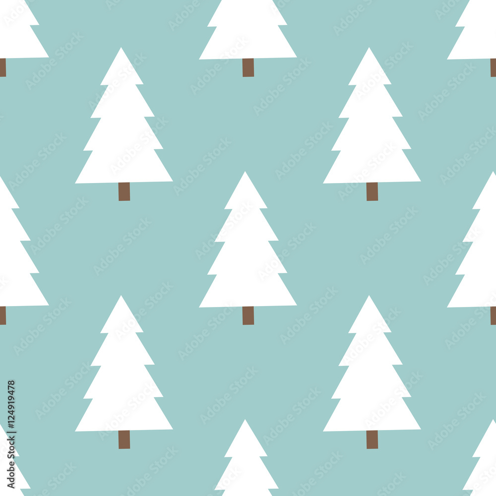 Obraz premium White Christmas trees pattern