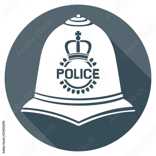 british police helmet flat icon (bobby cap sign)