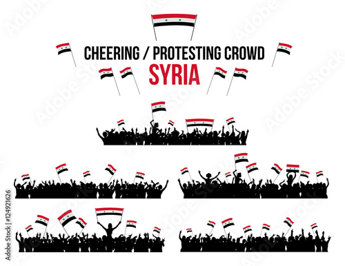 Cheering or Protesting Crowd Syria