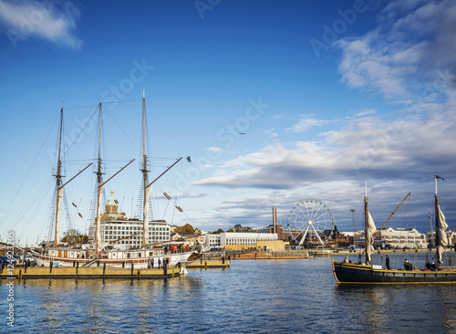 old sailing boats in helsinki city harbor port finland