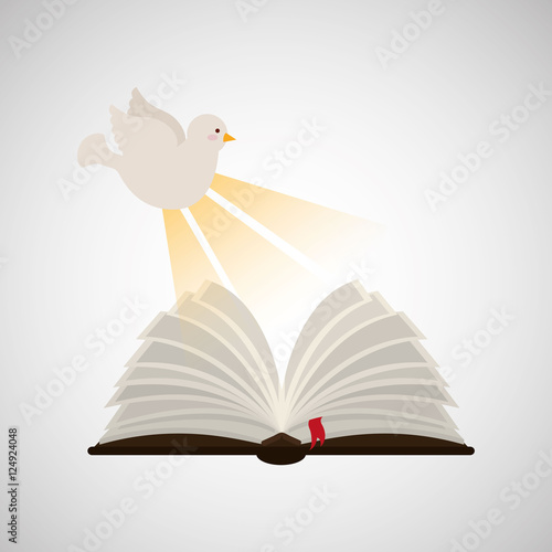 holy spirit open bible icon religion design vector illustration
