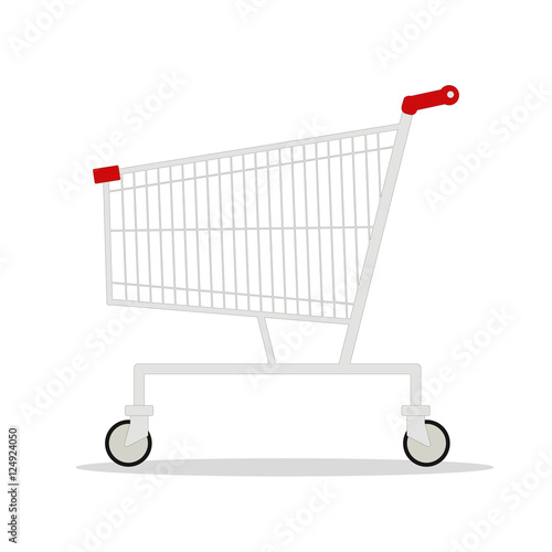 Vector illustration of empty supermarket shopping cart isolated on white background.