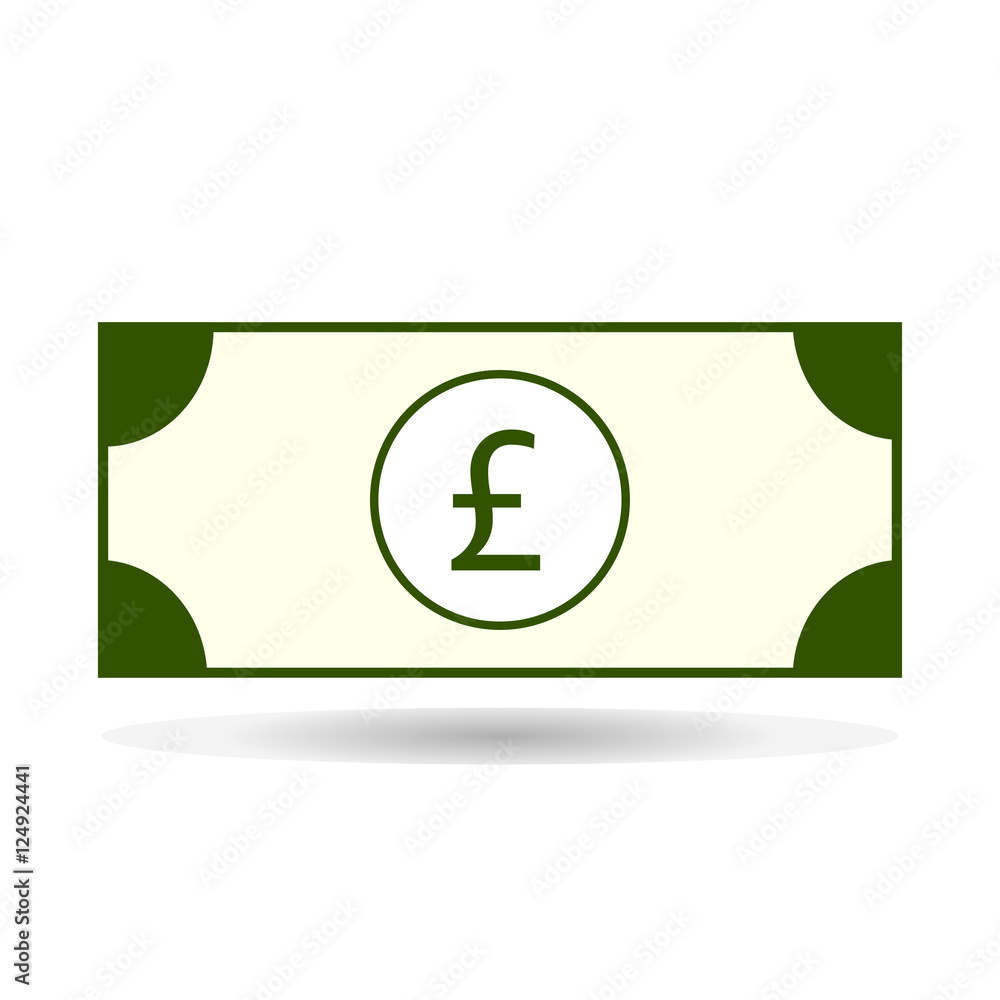 Money currency icon. Bill with Pound sign vector illustration. Money currency icon. Bill with Pound sign vector illustration.