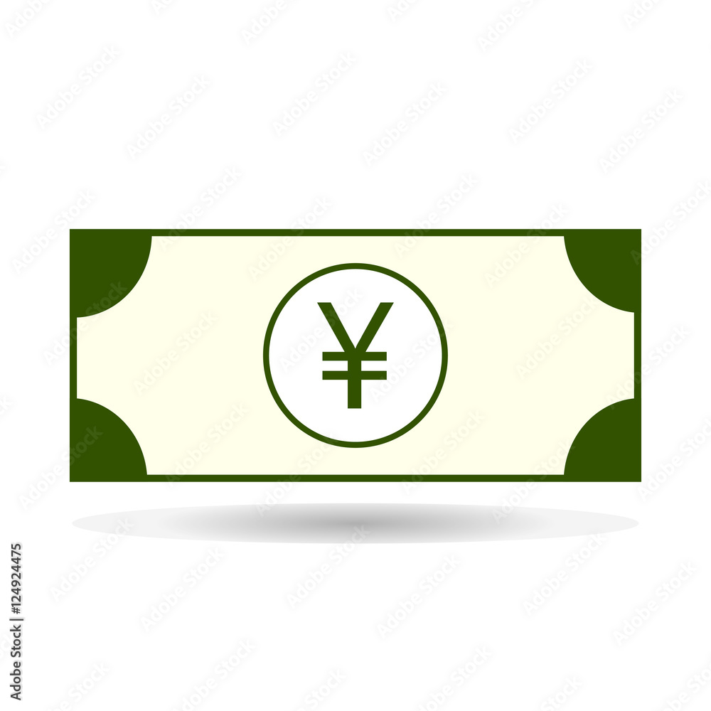 Money currency icon. Bill with Yen sign vector illustration. Money currency icon. Bill with Yen sign vector illustration.