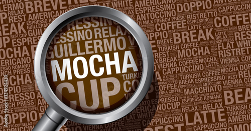 Mocha coffee word cloud concept vector design template