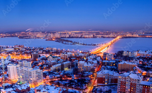 Voronezh from rooftop, evening, view to Chernavsky bridge and Pyatnisky street photo