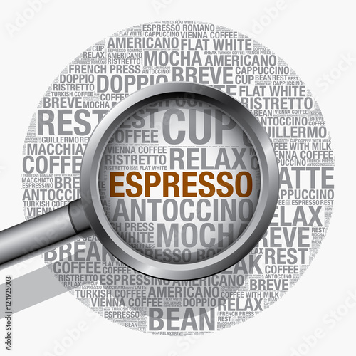 Espresso coffee word cloud concept vector design template