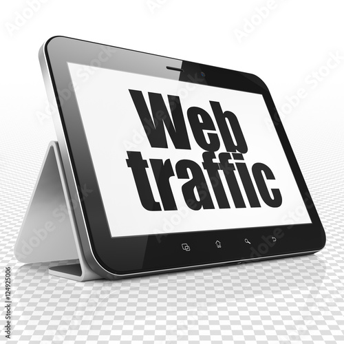 Web development concept: Tablet Computer with Web Traffic on display
