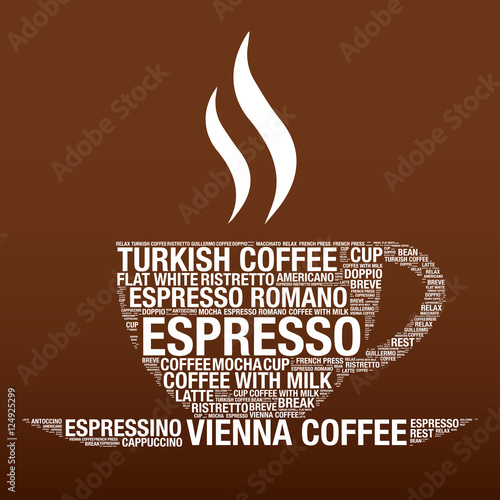 Coffee cup with word cloud vector illustration