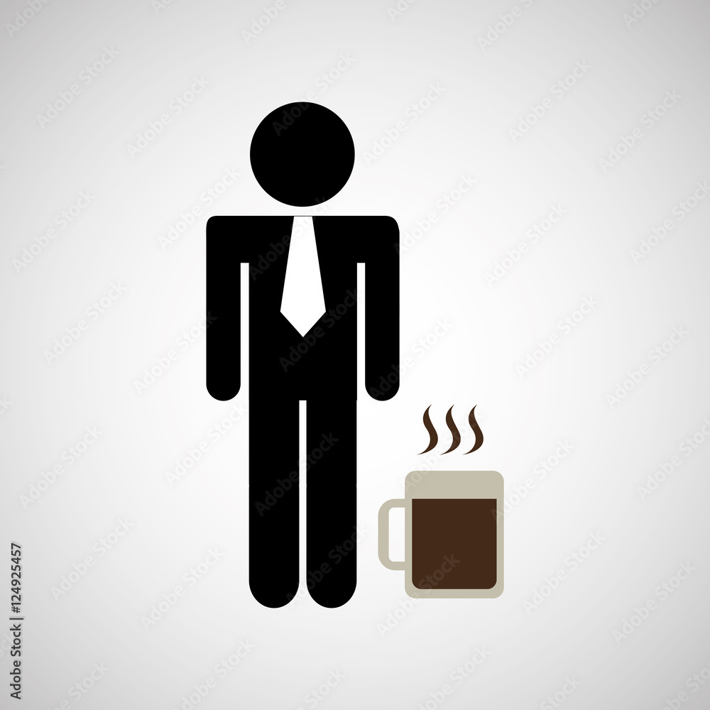 man silhouette business and mug coffee hot design icon vector illustration man silhouette business and mug coffee hot design icon vector illustration