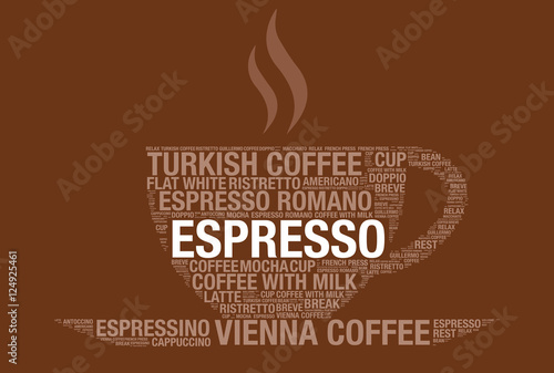 Coffee cup with Espresso word cloud vector illustration
