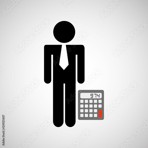 man silhouette business and calculator design icon vector illustration