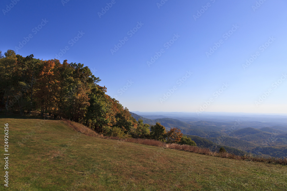 The mountains in Virginia from the Blue Ridge Parkway in the fall The mountains in Virginia from the Blue Ridge Parkway in the fall