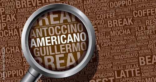 Americano coffee word cloud concept vector design template