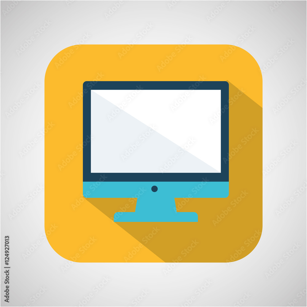 cartoon monitor computer with shadow yellow background vector illustration cartoon monitor computer with shadow yellow background vector illustration