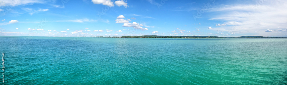 Wide panorama from Balaton Lake, Tihany, Hungary Wide panorama from Balaton Lake, Tihany, Hungary