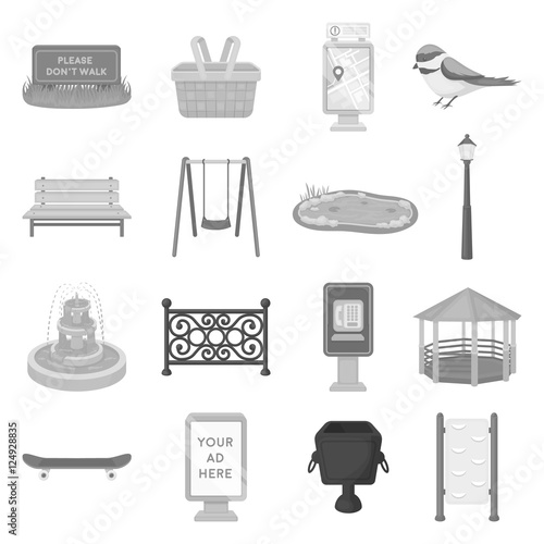 Park set icons in monochrome style. Big collection of park vector symbol stock illustration