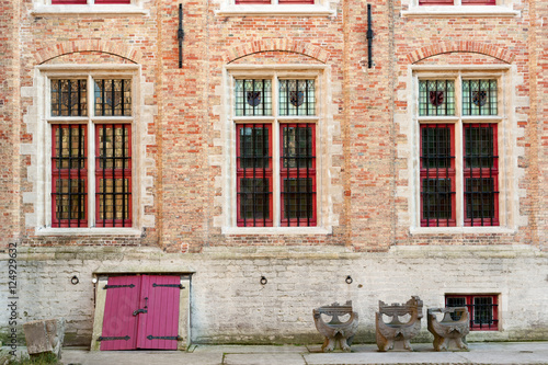 Ancient residential building in Bruges, Belgium