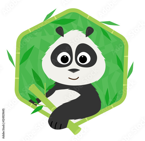 Fototapeta Naklejka Na Ścianę i Meble -  Panda Bear - Icon of a cute panda holding a bamboo. Eps10