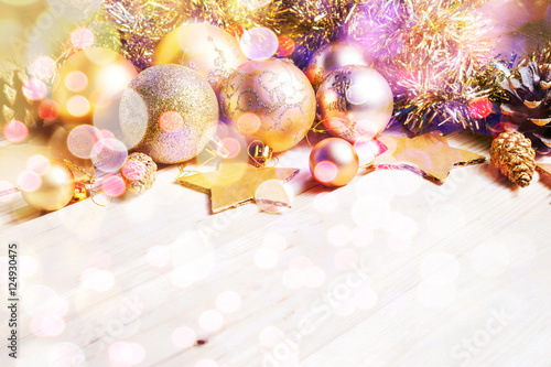 Christmas and New Year gold balls decoration