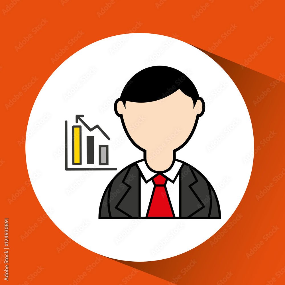 avatar man with suit and statistics graphic vector illustration eps 10