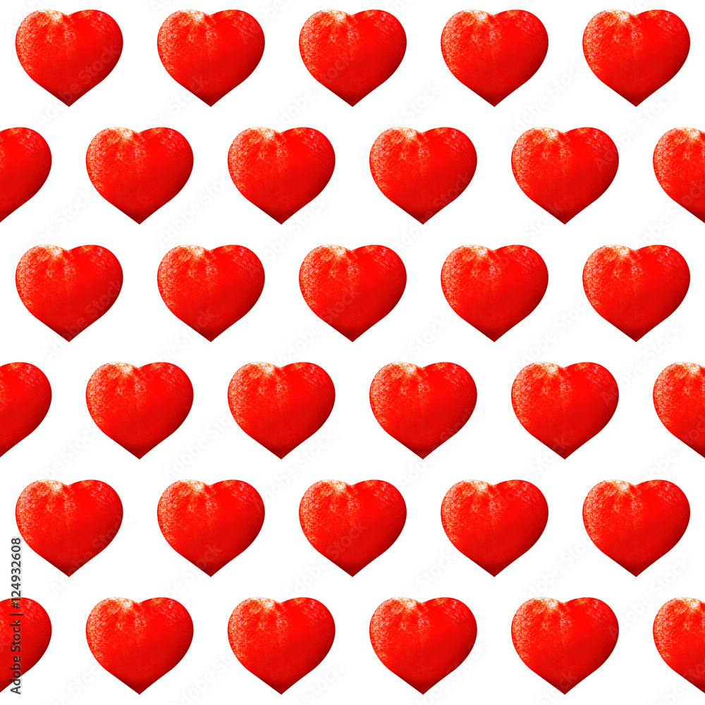 Seamless pattern of red hearts. Valentines day background, watercolor illustration