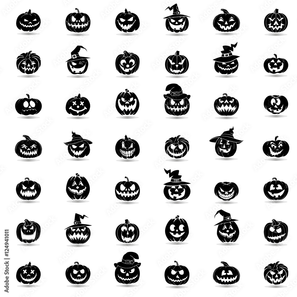 Halloween pumpkin 42 icons set