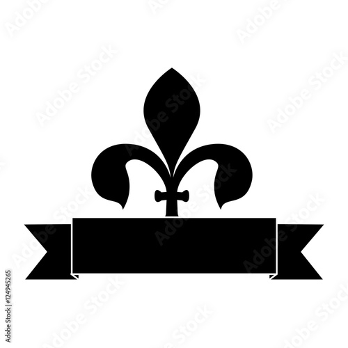 embellished fleur de lis emblem or label icon image vector illustration design 