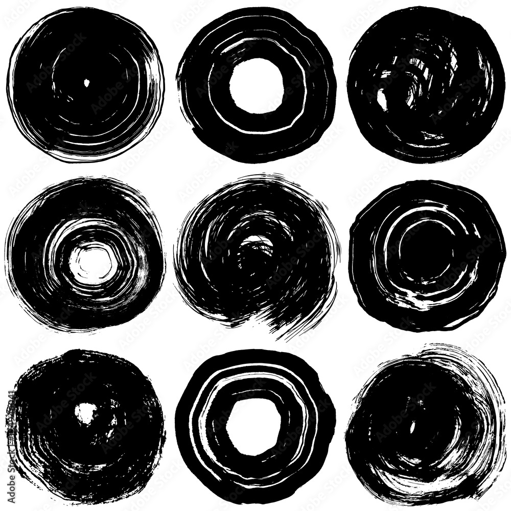 書道 黒丸9種類 手書き 墨素材 Stock Vector Adobe Stock