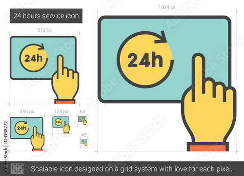 Twenty four hours service line icon.