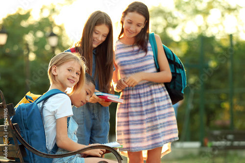 Cheerful teenagers in the park