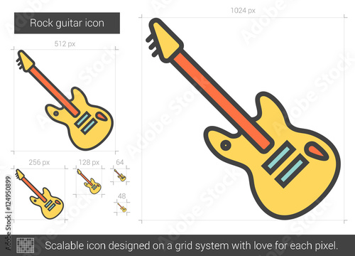 Rock guitar line icon.