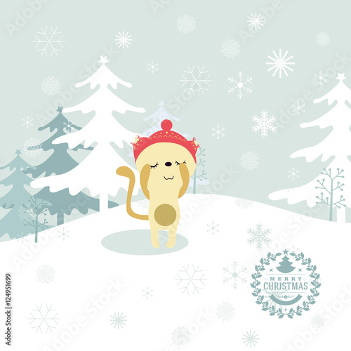 merry Christmas and happy new year greeting card