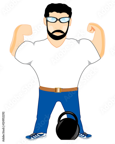 Man shows muscles