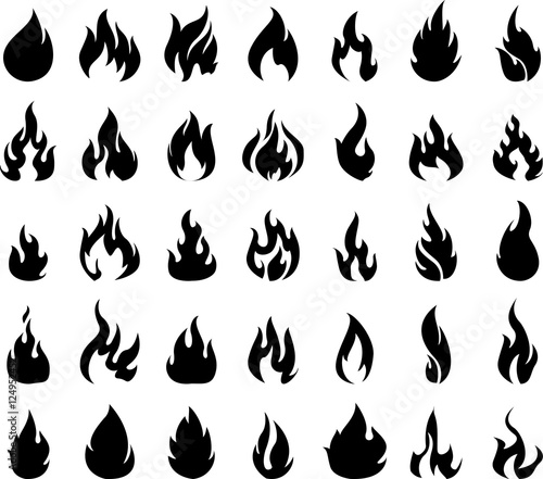 collection of silhouette fire icon