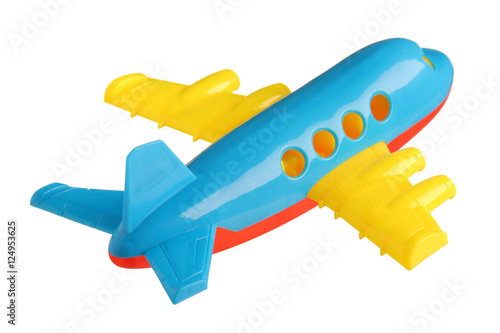 plastic toy plane isolated on white background