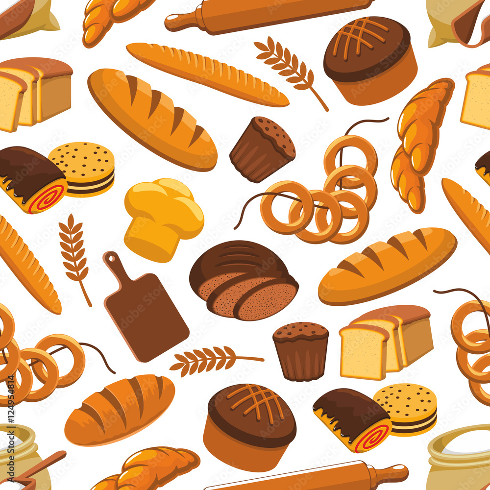 Vector pattern of bread and bakery products Vector pattern of bread and bakery products