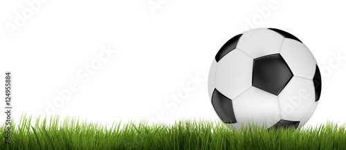ball football soccer green grass 3d render