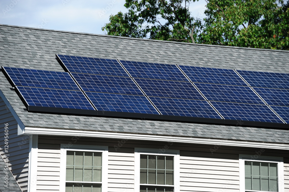 solar panel installed on the house roof solar panel installed on the house roof