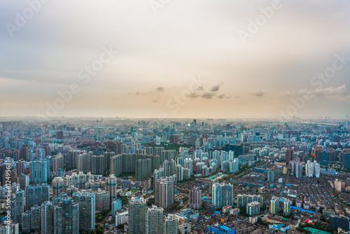 aerial view of cityscape in China. © fanjianhua