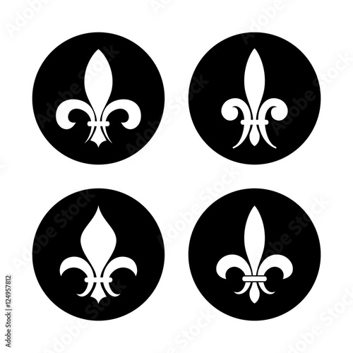 Fleur de lis vector set in black and white