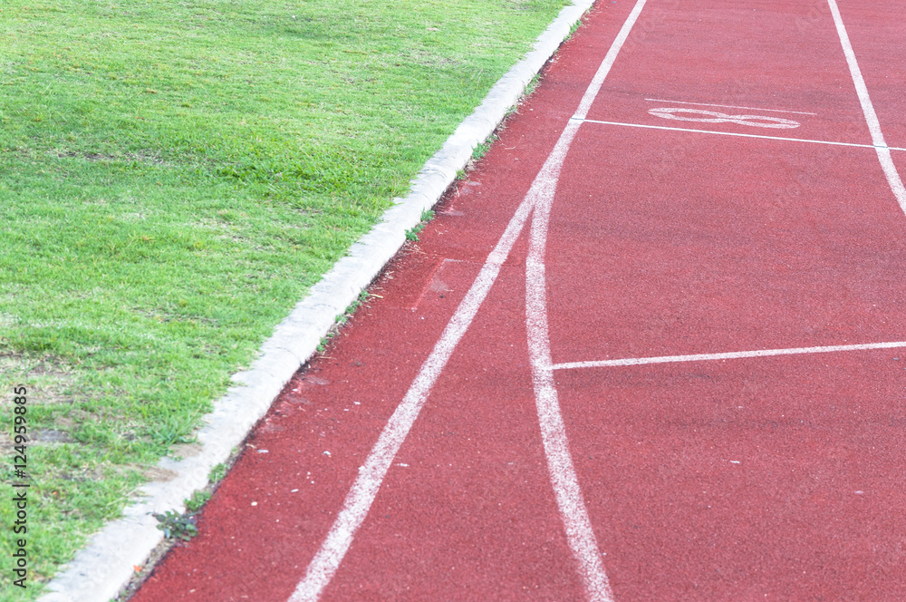 running track and green grass,Direct athletics Running track at Sport Stadium