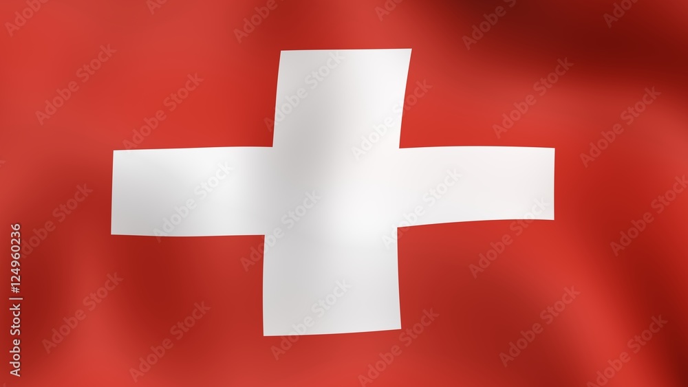 Obraz premium Flag Switzerland, fluttering in the wind. 3D rendering.