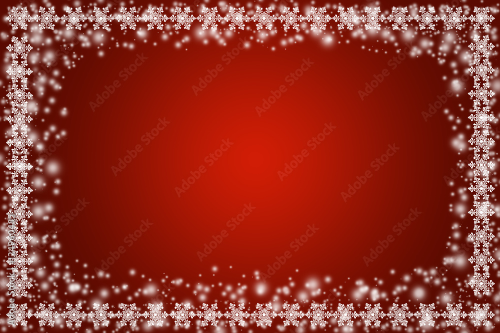 White snowflakes on an abstract red background