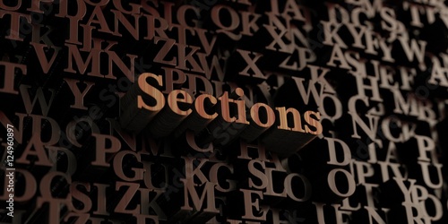 Sections - Wooden 3D rendered letters/message. Can be used for an online banner ad or a print postcard.